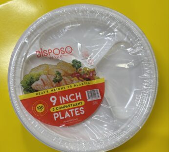 3 COMPARTMENT 9 INCH  100 STUK