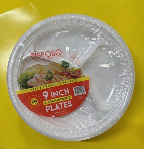 3 COMPARTMENT 9 INCH 100 STUK