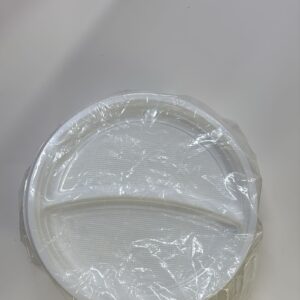PLASTIC PLATES WITH 2 COMPARTMENT 100 PCS