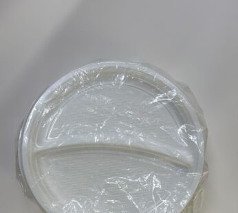 PLASTIC PLATES WITH 2 COMPARTMENT 100 PCS