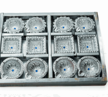 SILVER FANCY DIYA 2.5 INCH 12 PCS FD-56